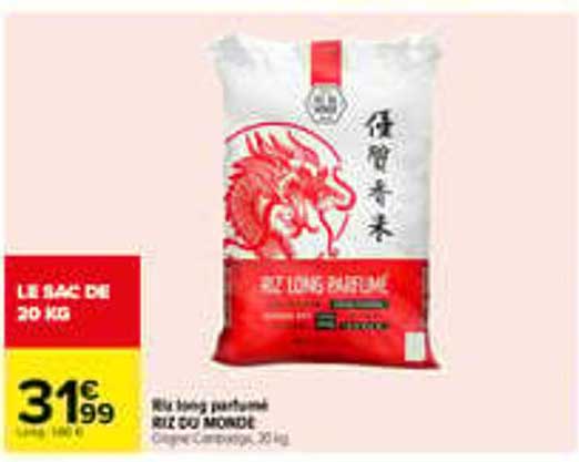 Riz long parfumé BZ 20 KG MO NDE