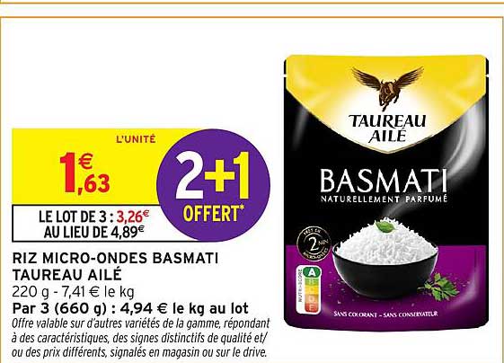 RIZ MICRO-ONDES BASMATI TAUREAU AILÉ