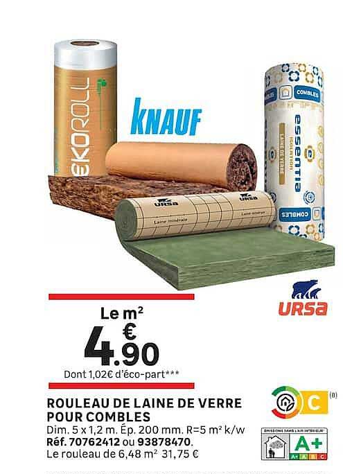 ROULEAU DE LAINE DE VERRE POUR COMBLES
