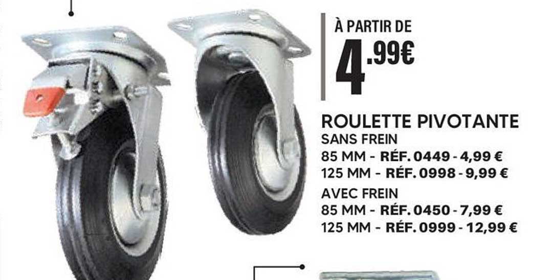 ROULETTE PIVOTANTE SANS FREIN
