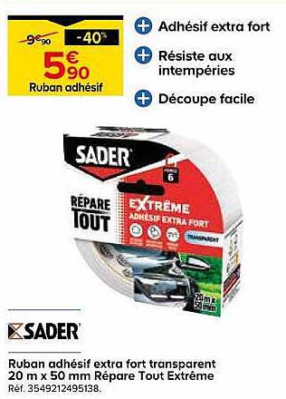 Ruban adhésif extra fort transparent 20 m x 50 mm Répare Tout Extrême