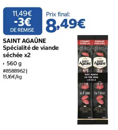 SAINT AGAÛNE Spécialité de viande séchée x2