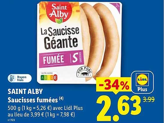 SAINT ALBY Saucisses fumées 500 g