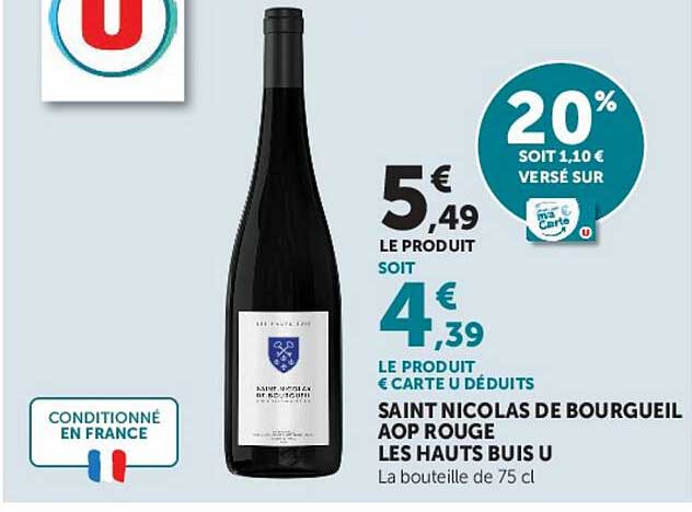 SAINT NICOLAS DE BOURGUEIL AOP ROUGE LES HAUTS BUIS U