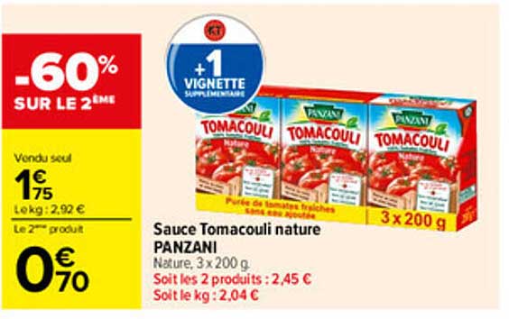 Sauce Tomacouli nature PANZANI