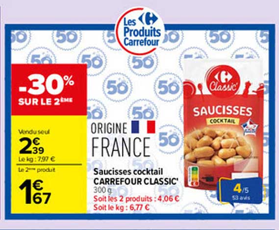 SAUCISSES COCKTAIL CARREFOUR CLASSIC'