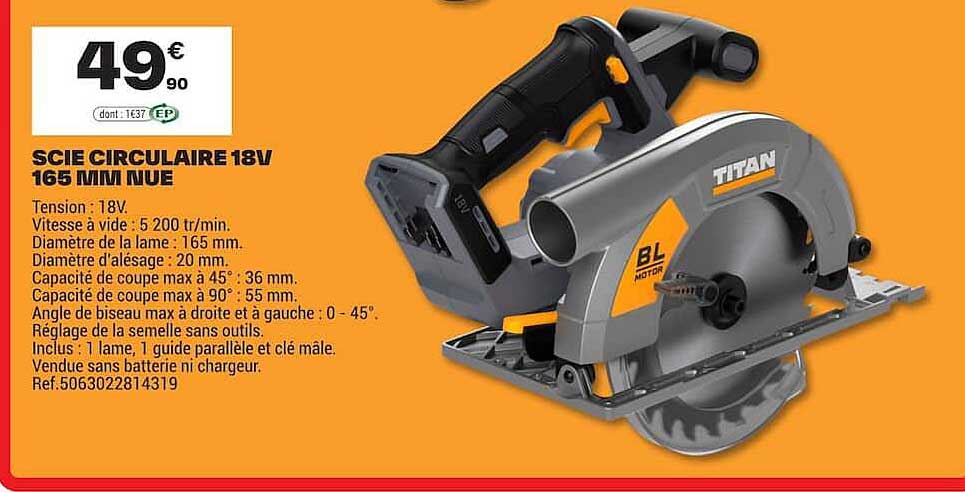 SCIE CIRCULAIRE 18V 165 MM NUE