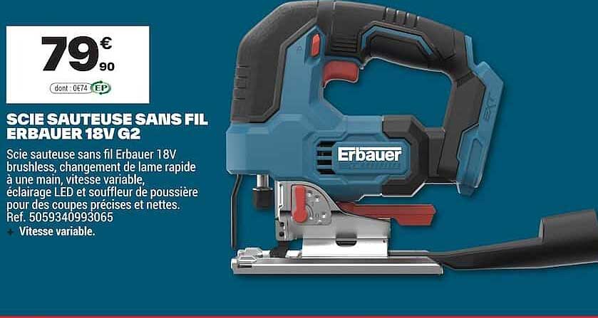 SCIE SAUTEUSE SANS FIL ERBAUER 18V G2
