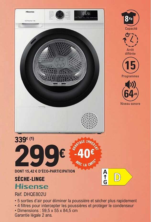 SÈCHE-LINGE Hisense Réf. DHQE802U