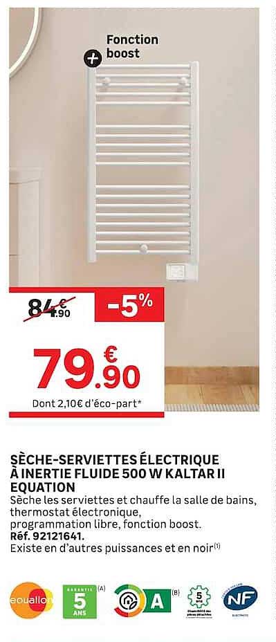 SÈCHE-SERVIETTES ÉLECTRIQUE À INERTIE FLUIDE 500 W KALTAR II EQUATION