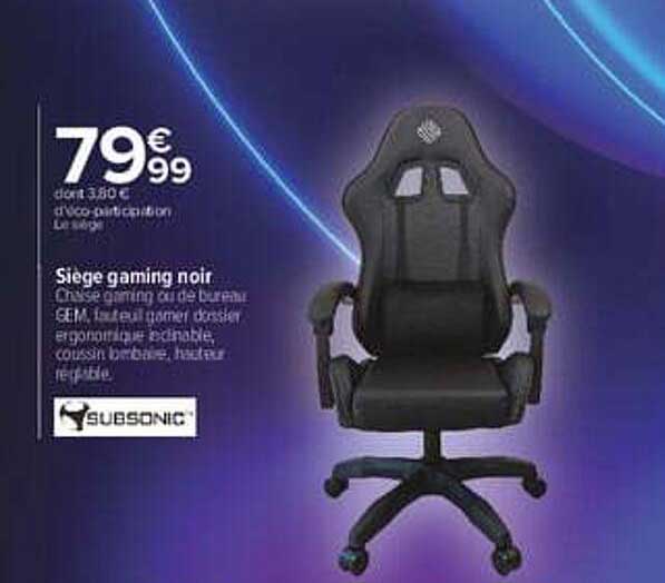 Siège gaming noir