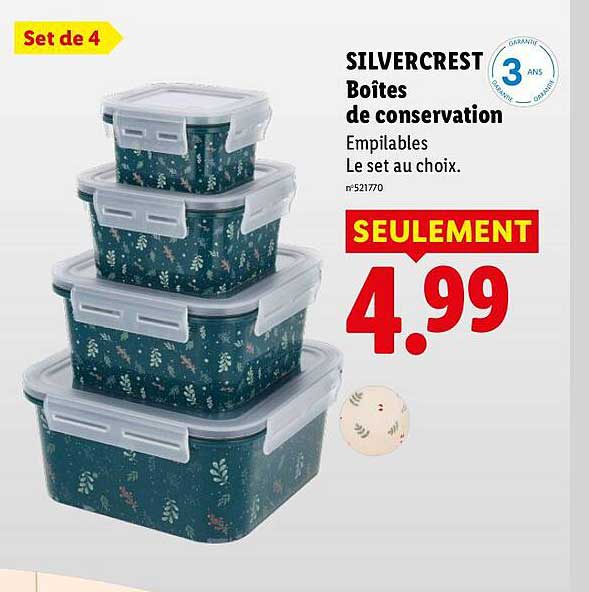 SILVERCREST Boîtes de conservation Empilables Le set au choix.