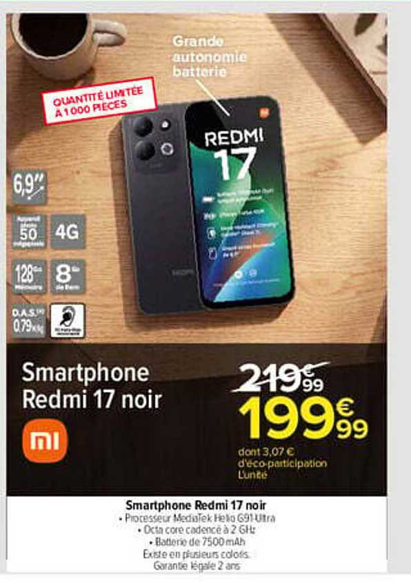 Smartphone Redmi 17 noir
