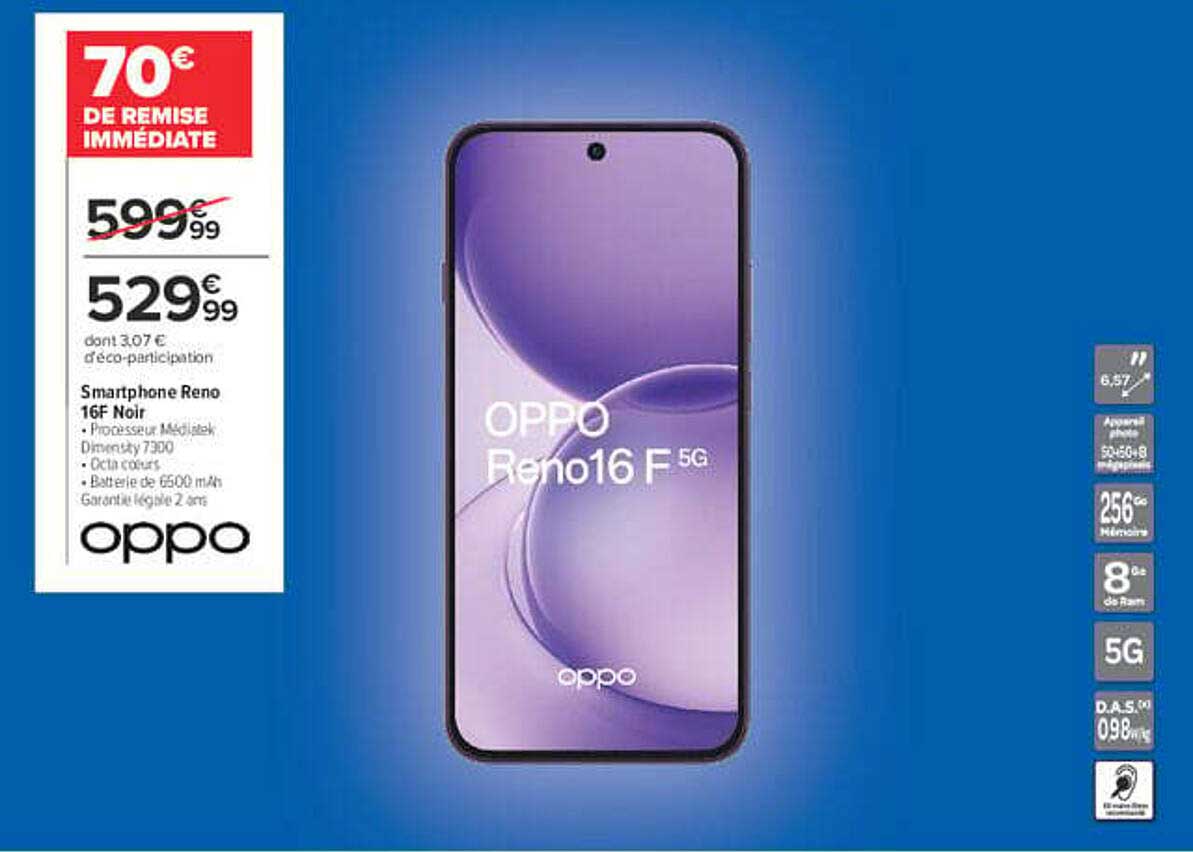 Smartphone Reno 16F Noir