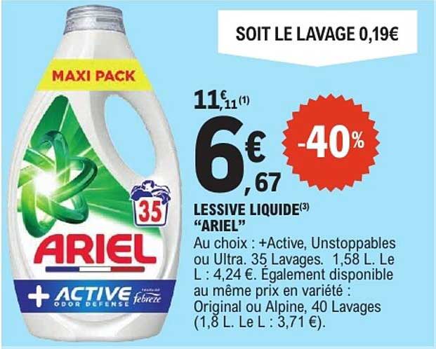 SOIT LE LAVAGE 0,19€