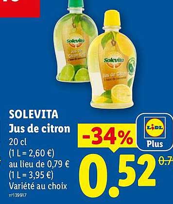 SOLEVITA Jus de citron 20 cl