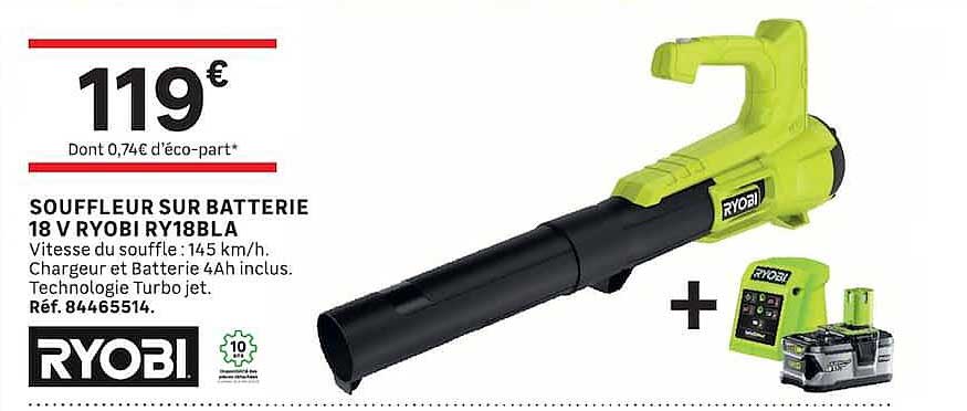 SOUFFLEUR SUR BATTERIE 18 V RYOBI RY18BLA