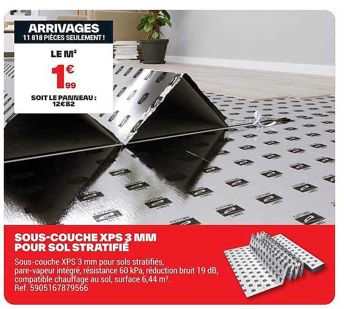 SOUS-COUCHE XPS 3 MM POUR SOL STRATIFIÉ