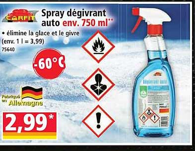 Spray dégivrant auto env. 750 ml*