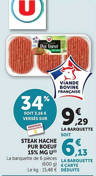 STEAK HACHE PUR BOEUF 15% MG U(2)