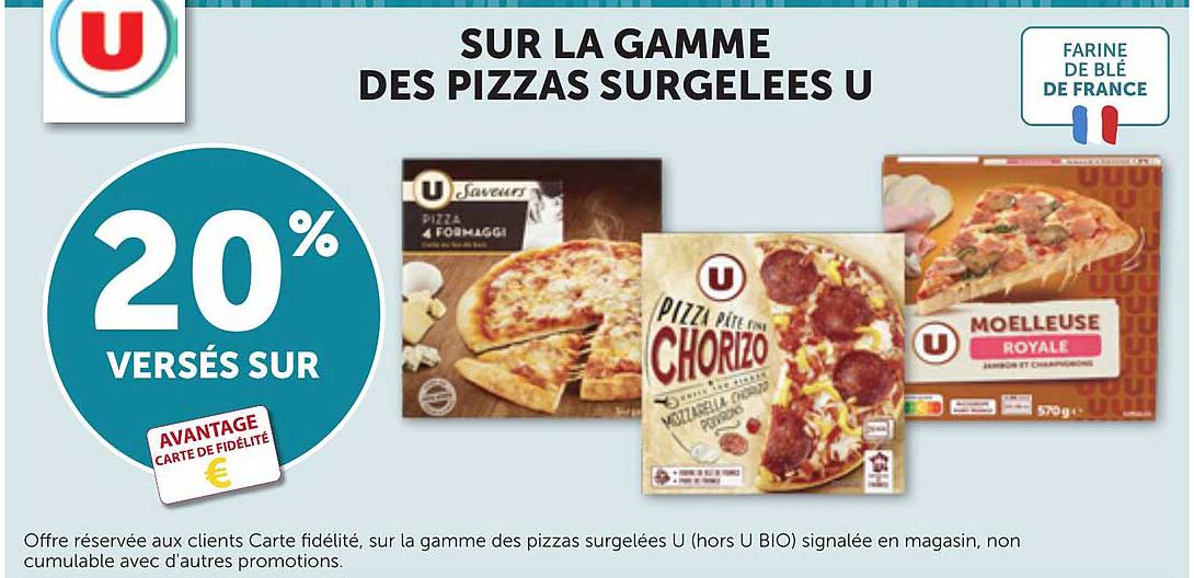SUR LA GAMME DES PIZZAS SURGELEES U