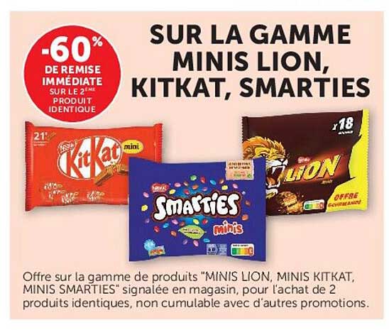 SUR LA GAMME MINIS LION, KITKAT, SMARTIES