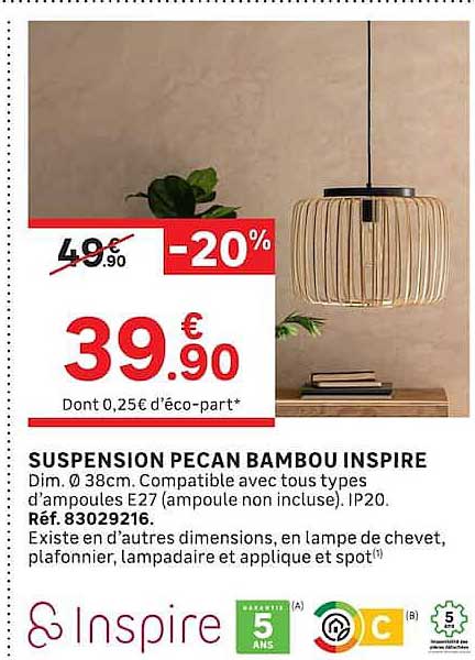 SUSPENSION PECAN BAMBOU INSPIRE