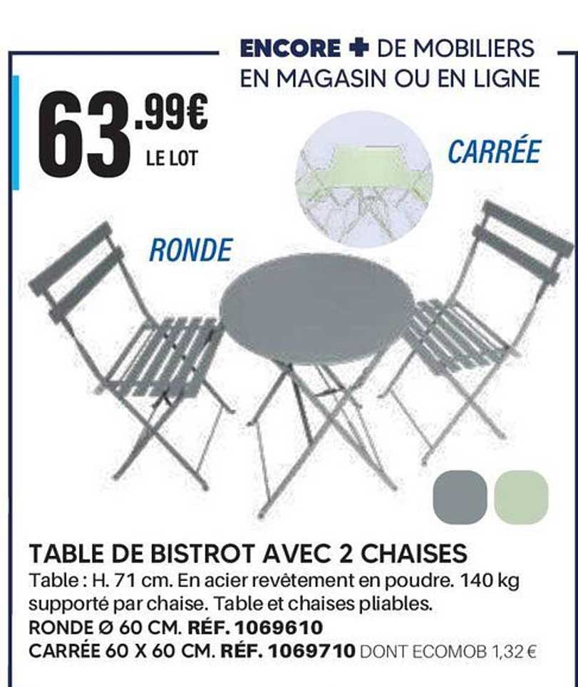 TABLE DE BISTROT AVEC 2 CHAISES