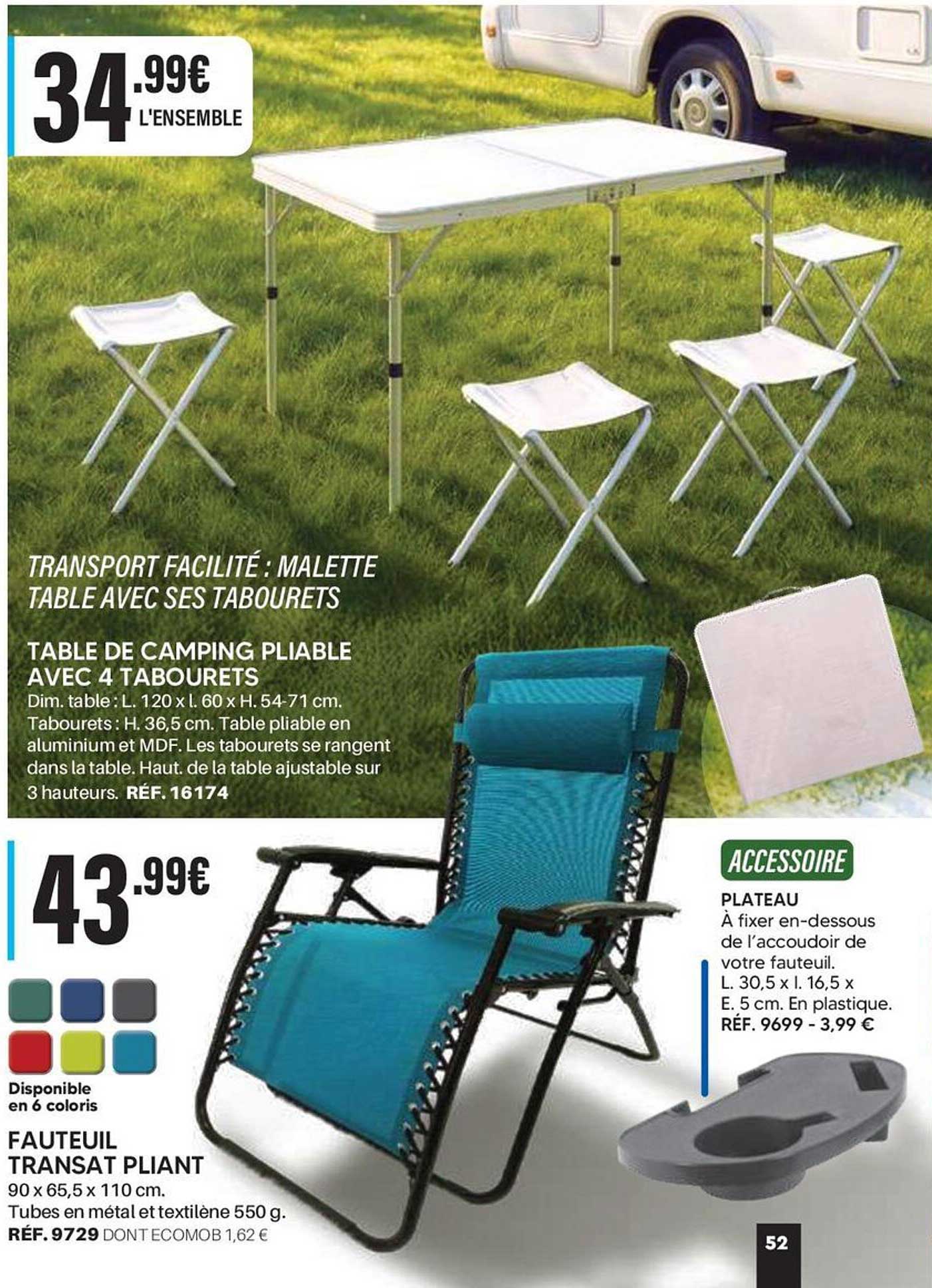 TABLE DE CAMPING PLIABLE AVEC 4 TABOURETS