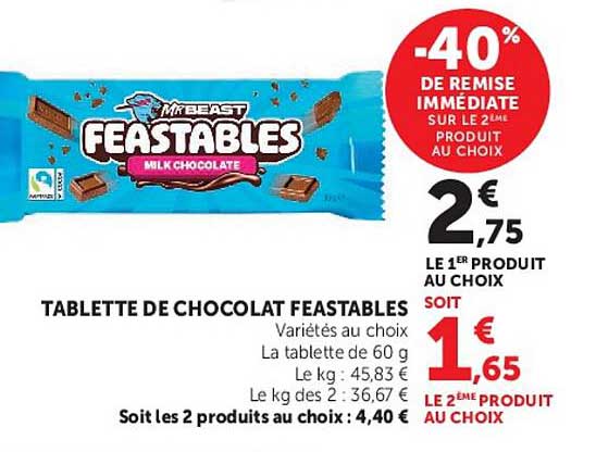 TABLETTE DE CHOCOLAT FEASTABLES