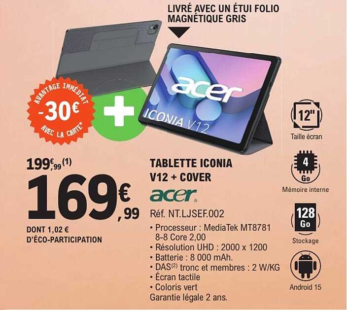 TABLETTE ICONIA V12 + COVER