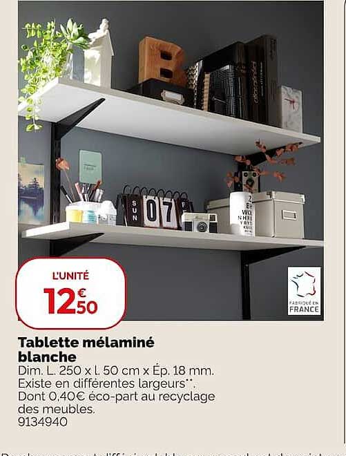 Tablette mélaminé blanche