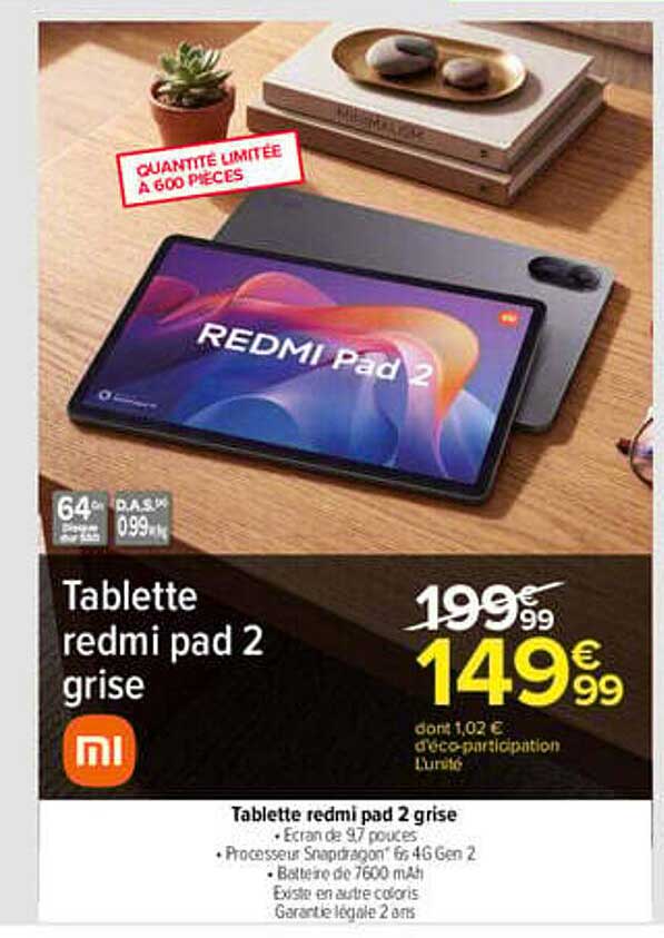 Tablette redmi pad 2 grise