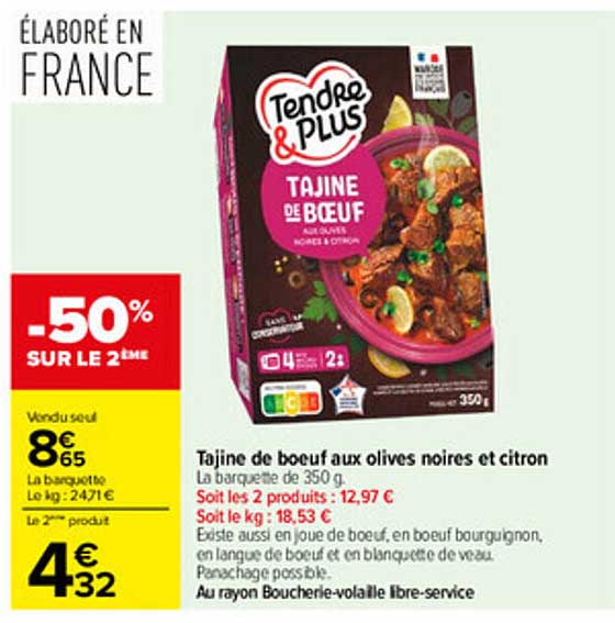 Tajine de boeuf aux olives noires et citron