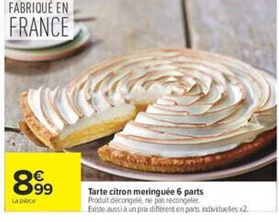 Tarte citron meringuée 6 parts