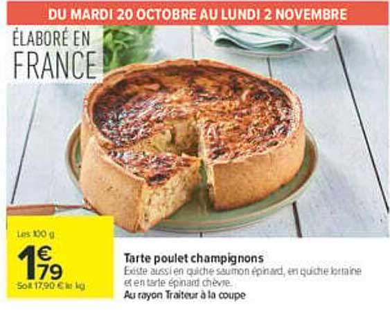 Tarte poulet champignons