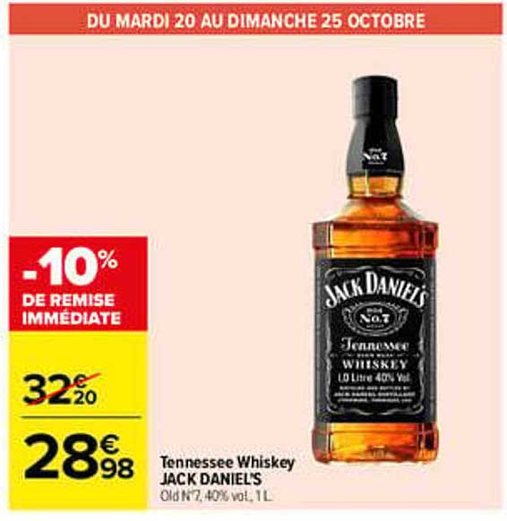 Tennessee Whiskey JACK DANIEL'S Old n°7, 40% vol., 1 L