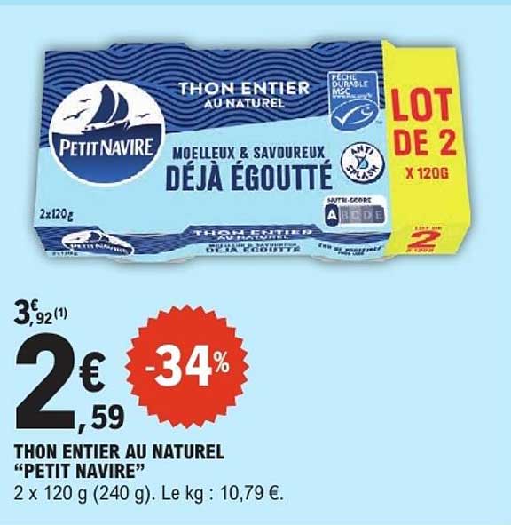 THON ENTIER AU NATUREL “PETIT NAVIRE”