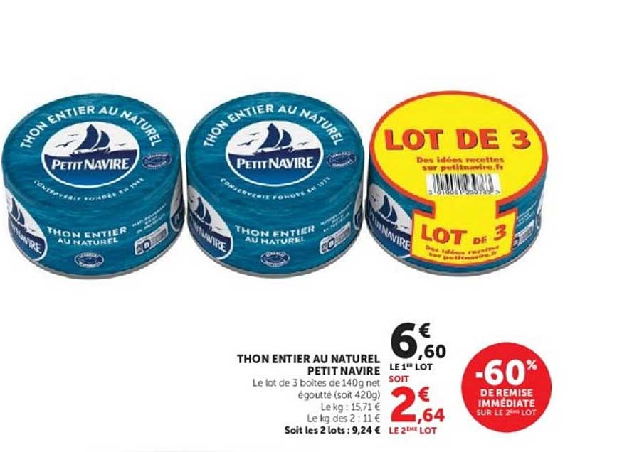THON ENTIER AU NATUREL PETIT NAVIRE