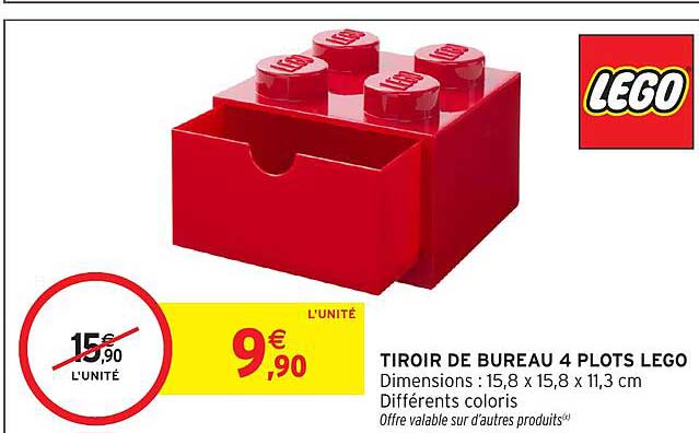 TIROIR DE BUREAU 4 PLOTS LEGO