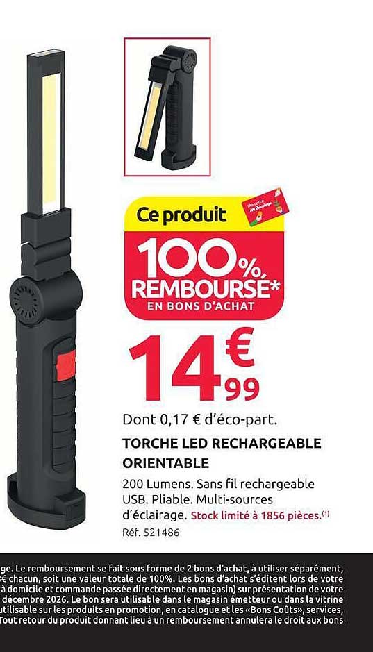 TORCHE LED RECHARGEABLE ORIENTABLE