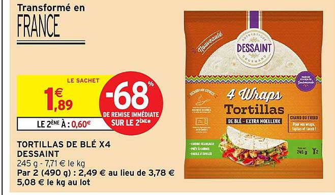 TORTILLAS DE BLÉ X4 DESSAINT