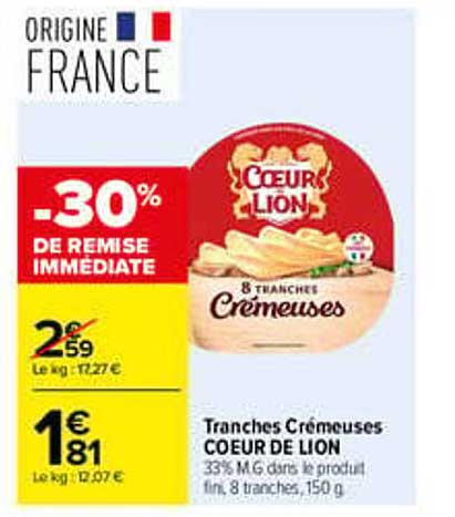 Tranches Crémeuses COEUR DE LION