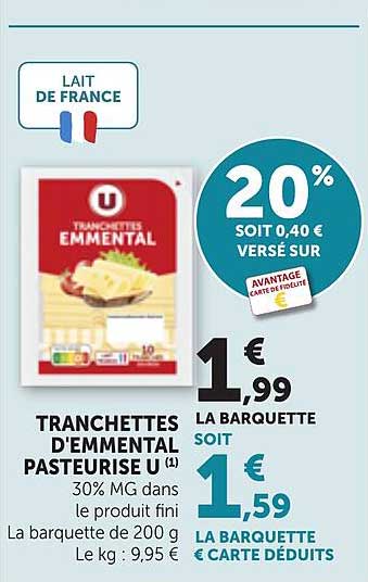 TRANCHETTES D'EMMENTAL PASTEURISE U