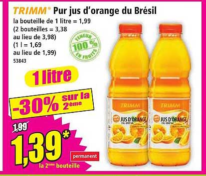 TRIMM Pur jus d'orange du Brésil