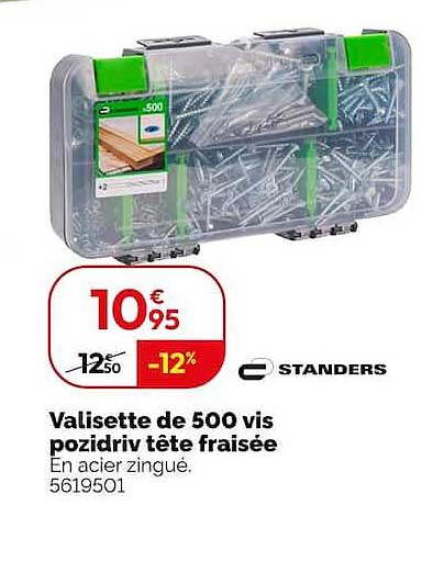 Valisette de 500 vis pozidriv tête fraisée