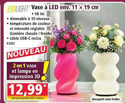 Vase à LED env. 11 × 19 cm
