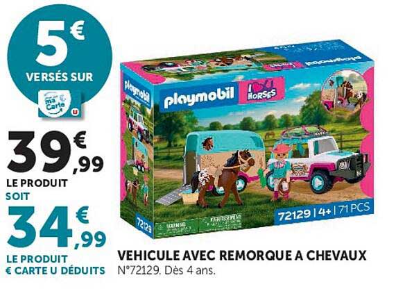 VEHICULE AVEC REMORQUE A CHEVAUX N°72129. Dès 4 ans.