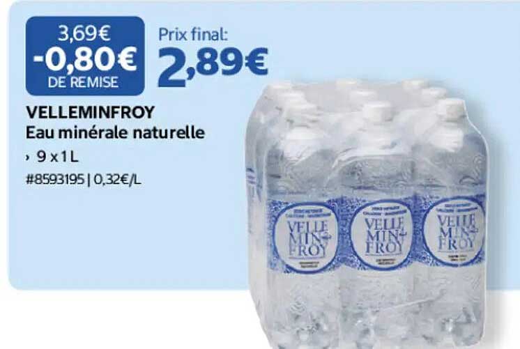 VELLEMINFROY Eau minérale naturelle, 9 x 1 L