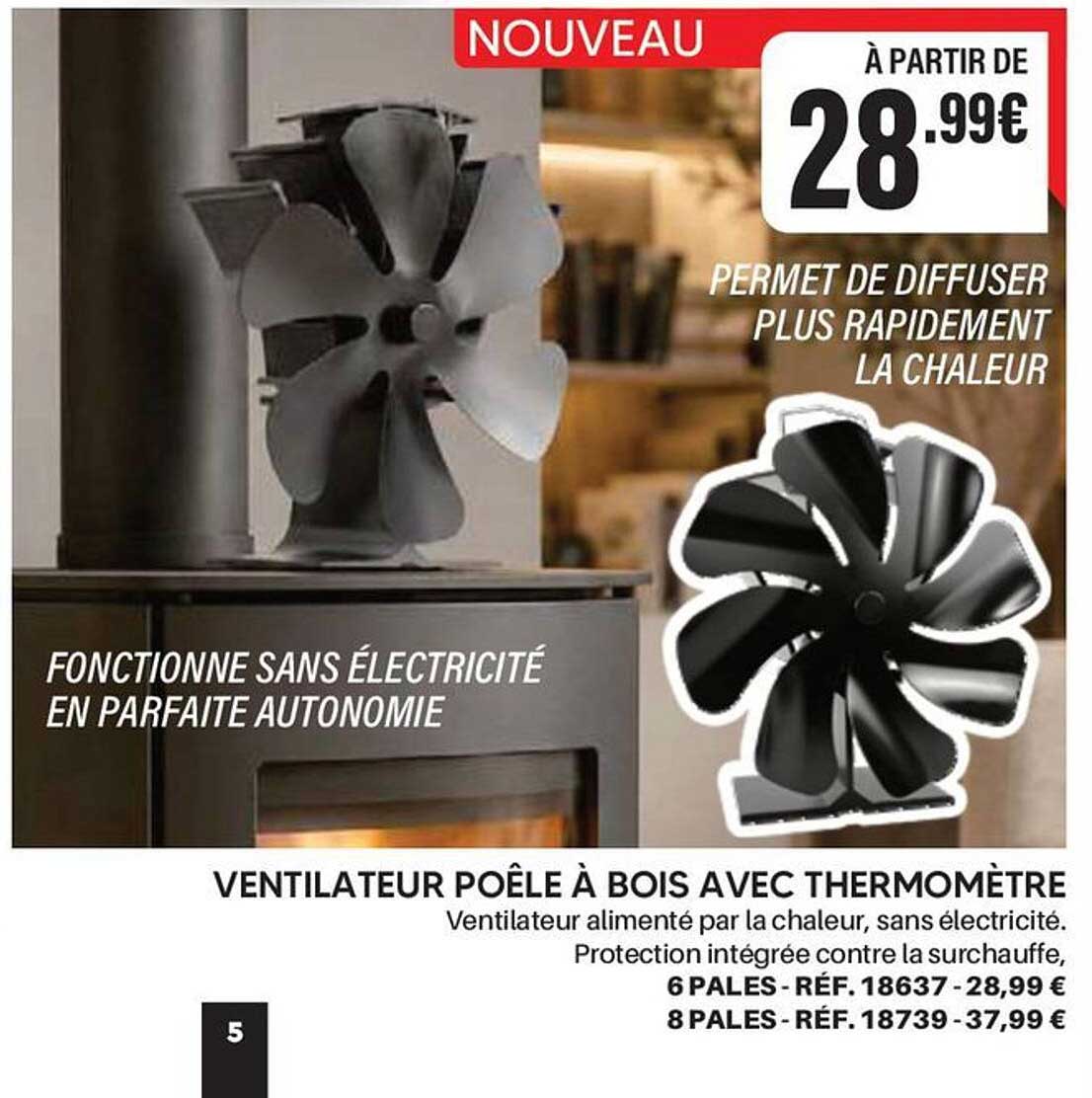 VENTILATEUR POÊLE À BOIS AVEC THERMOMÈTRE